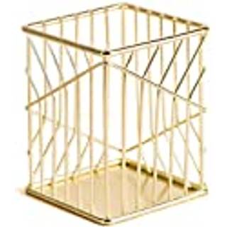 U Brands Metal Pencil Cup Desktop Accessory Vena Collection Gold