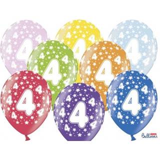50 stk. Metallic fødselsdagsballoner mix farver 4 år – Festlig dekoration til helium