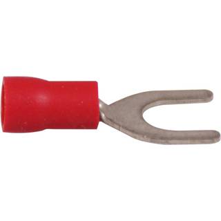 Isoleret gaffelkabelsko, Ø4.3 mm, passer til kabel 0.5 - 1.5 mm², 10-pak, rød