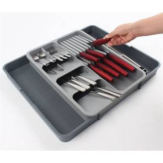 Justerbar bestik- og knivboks 40 x 29,5-56 x 5,5 cm