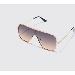 Mens Light Brown Metal Aviator Detail Sunglasses