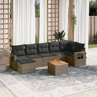 sofasæt til haven 8 dele med hynder polyrattan grå