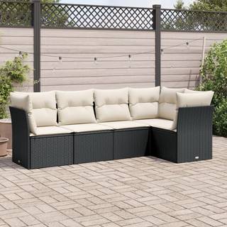 sofasæt til haven 5 dele med hynder polyrattan sort