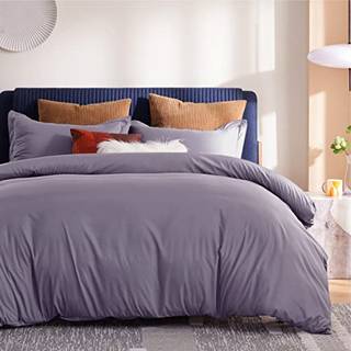 Sengesur gr?lig lilla dyneovertr?k King St?rrelse - Bl?d dobbelt b?rstet dyneafd?kning til b?rn med lynl?s lukning 3 stykker inkluderer 1 dyneove
