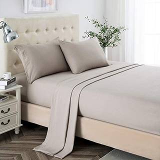 Lanest Housing Queen Sheet Set 2400 trådantal Soft Deep Pocket Microfiber Sheets 4 stykker Taupe Bedding Sheets & Pillowcases
