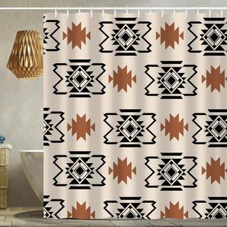 Hun elsker vestlig aztekisk bruseforh?ng Boho Abstract m?nster Geometrisk vintage bruseforh?ng med kroge 72x72 tommer vandt?t polyester badev?rel