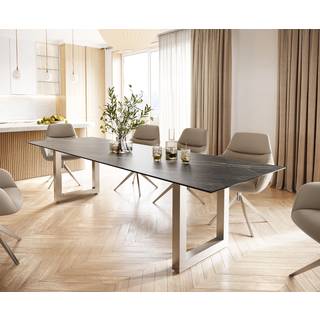 Esstisch Edge 300x100 Keramik Laminam® Noir Desir Braun Edelstahl Breit