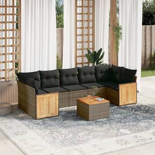 sofasæt til haven 8 dele med hynder polyrattan grå