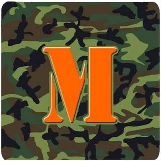 """" Caroline's Treasures CJ1030-MFC Monogram-Camo Green Foam Coasters (Sæt med 4) indledende bogstav M 3.5 """" ""H X 3.5"" """" ""W Multicolor"" ""