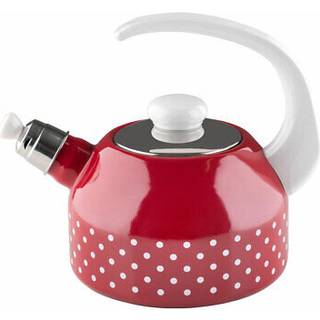 Riess Country Pünktchen Rot Wasserkessel 18 cm / 2,0 L mit Flöte - Emaille