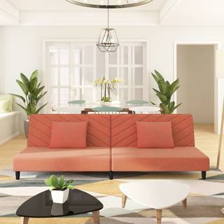 2-Personers Sovesofa Med 2 Puder Velour - Lyserød / Uden armlæn