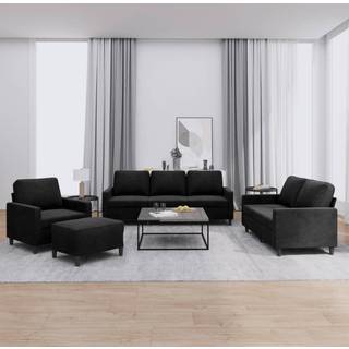 sofasæt 4 dele med hynder velour sort
