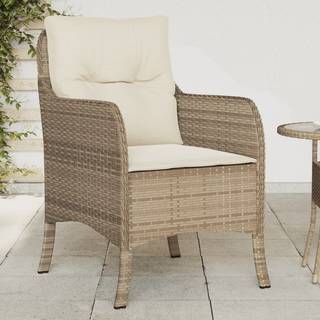 Havestole Med Hynder Polyrattan Sort - Beige / Vævet design