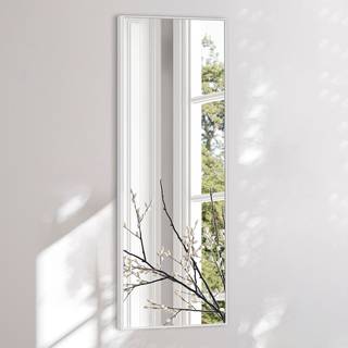 Aflangt Spejl Med Hvid Ramme - Minimalistisk Med Træramme - 45.5 x 130.5 Cm - Incado