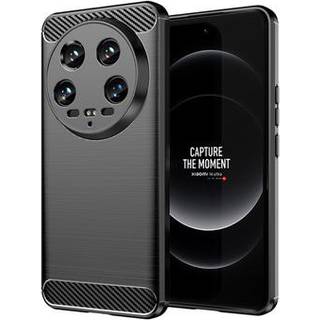 Xiaomi 14 Ultra Børstet TPU Cover - Karbonfiber - Sort