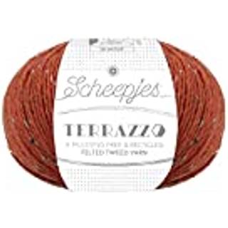 Scheepjes Terrazzo 716 Mogano Indhold: 70% genanvendt uld og 30 % genanvendt viskose Vægt/længde: 50 gram = ca. 175 meter Anbefalede pinde: 4.00 mm Strikkefasthed: 10 cm x 10 cm = 27 m x 35 p Vaskes i hånden ved 30°C / Tåler ikke tørretumbler / Tørres fladt.