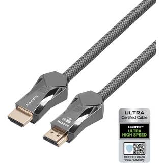NORDIC CERTIFICEREDE KABLER 2m Ultra High Speed HDMI 2.1 8K 60Hz 4K 120Hz 48Gbps Dynamic HDR eARC VRR Nylon flettet kabel forgyldt