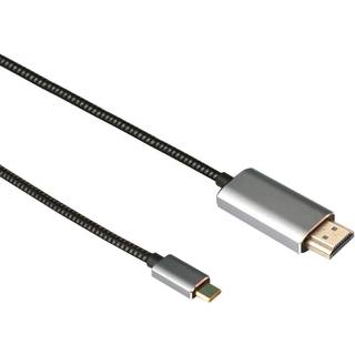 NÖRDIC USBC til HDMI 4K 60Hz 2m nylon flettet kabel plads grå støtte HDCP1.4 og 2,2 Pure kobber 99,99%