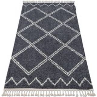 Tæppe BERBER ASILA B5970 grå / hvid kvaster berberi Marokkansk shaggy 140x190 cm