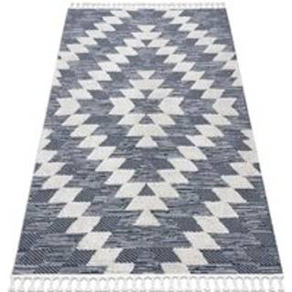 Tæppe SEVILLA Z250A diamanter blå / grå Tassels berbery Marokkansk shaggy 200x290 cm