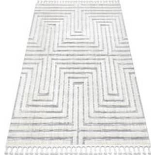 Tæppe SEVILLA Z788A Labyrinth, Græsk hvid / grå Tassels berbery Marokkansk shaggy 240x330 cm
