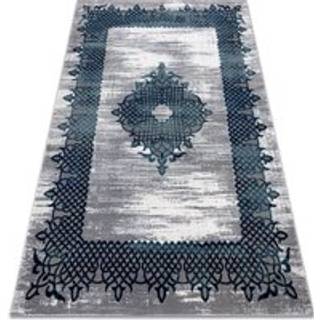 Tæppe CORE W9797 Ramme, Rosette - strukturelt, to niveauer af fleece, blå / grå 160x220 cm