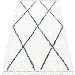 Tæppe UNION 3683 espalier fløde / blå kvaster berberi Marokkansk shaggy 140x190 cm