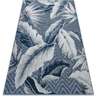 Tæppe Strukturelt BOTANIC 65242 Fjer, zigzag, fladvævet på balkonen, terrasse - mørkeblå 137x190 cm