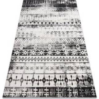 Moderne tæppe MUNDO E0592 etnisk boho udendørs beige / sort 80x250 cm