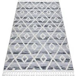 Tæppe SEVILLA Z555A espalier, diamanter grå / hvid Tassels berbery Marokkansk shaggy 120x170 cm