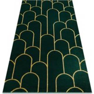 Tæppe EMERALD eksklusiv 1021 glamour, stilfuld art deco, flaske grøn / guld 120x170 cm