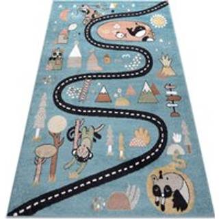 Tæppe FUN Route til børn, ulica, zwierzęta blå 200x290 cm
