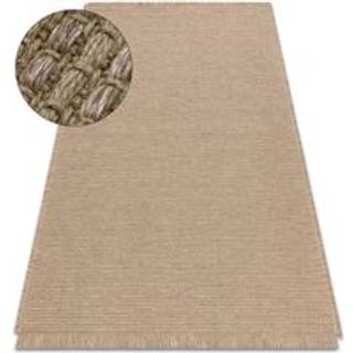 Tæppe JUTE 3652 mørk beige enfarvet - jute, fladvævet, frynser 120x170 cm