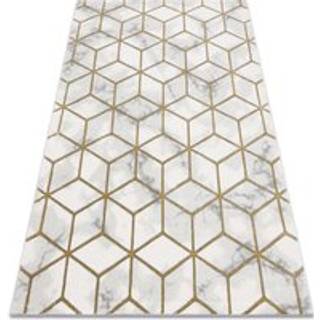 Tæppe EMERALD eksklusiv 1014 glamour, stilfuld terning fløde / guld 160x220 cm