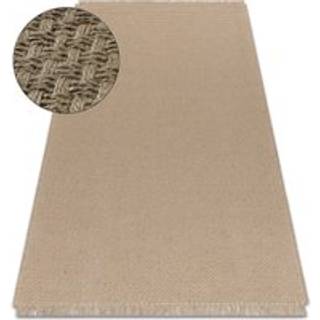 Tæppe JUTE 3731 mørk beige enfarvet - jute, fladvævet, frynser 80x150 cm