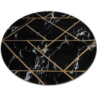 Tæppe EMERALD eksklusiv 2000 cirkel - glamour, stilfuld marmor, geometrisk sort / guld cirkel 120 cm