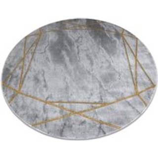 Tæppe EMERALD eksklusiv 1022 cirkel - glamour, stilfuld marmor, geometrisk grå / guld cirkel 160 cm