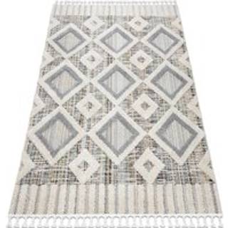 Tæppe SEVILLA Y523C diamanter grå / gul Tassels berbery Marokkansk shaggy 160x220 cm