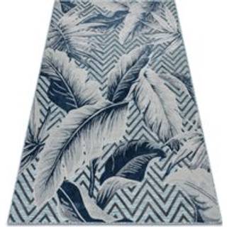 Tæppe Strukturelt BOTANIC 65242 Fjer, zigzag, fladvævet på balkonen, terrasse - akva blå 137x190 cm