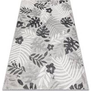Tæppe Strukturelt BOTANIC 65245 Monstera forlader fladvævet på balkonen, terrasse - grå 157x220 cm