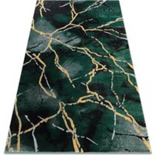 Tæppe EMERALD eksklusiv 1018 glamour, stilfuld marmor flaske grøn / guld 80x150 cm