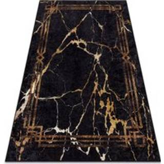MIRO 51333.801 tæppe skal vaskes Marmor, ramme skridsikker - sort / guld 140x190 cm