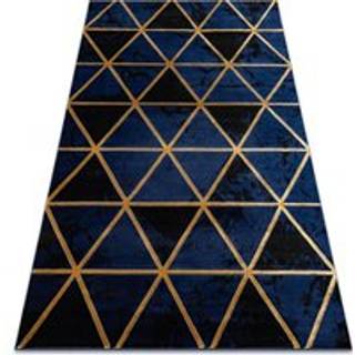 Tæppe EMERALD eksklusiv 1020 glamour, stilfuld marmor, trekanter marineblå / guld 140x190 cm