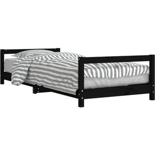 sengeramme til juniorseng 80x200 cm massivt fyrretræ sort