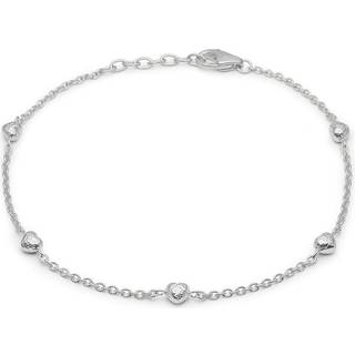 Blossom sølv rhodeneret armbånd med 5 hjerter 17+3 cm