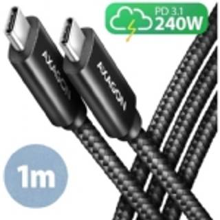 Axagon BUCM2-CM10AB Ladekabel, USB-C zu USB-C 2.0, 1 m, PD 240 W 5 A, ALU - Schwarz - 1 Meter langes USB-C zu USB-C Kabel - Daten- und Ladefähig USB-kabel USB 2.0 USB C Sort