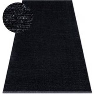 Tæppe FLORENCE 24021 Ensfarvet, glamour, fladvævet, frynser - sort 78x150 cm