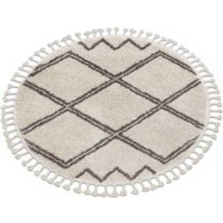 Tæppe BERBER TANGER B5940 hjul fløde / brun kvaster berberi Marokkansk shaggy cirkel 120 cm