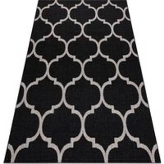 Sisaltæppe SISAL FLOORLUX 20608 , Marokkansk kløver, trellis sort / sølv 80x150 cm