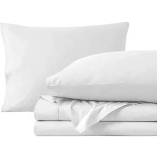 Bare Home 100 % ?kologisk bomuld Helt ark s?t - Spr?d Percale v?vning - Let og ?ndbar - Senget?j Lagner og pudebetr?k (hel hvid)